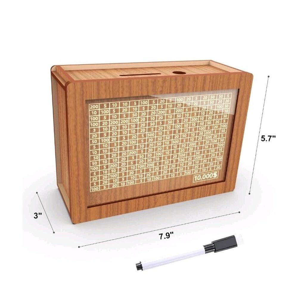 Piggy Bank for Adults Kids Wooden Money Bank Cash Vault Money Saving Box s1 - Picture 3 of 8